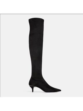 Zara Black Over-The-Knee Pointed Kitten Heel Boots Sold Out 7.5